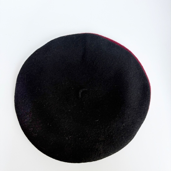 Vintage Norma Kamali for Stetson Wool Beret – Black & Burgundy Two-Tone (1980s) main image 11